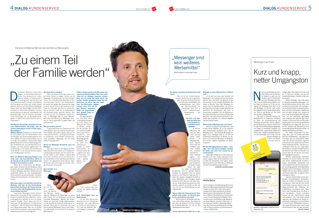 Matthias Mehner Messenger und WhatsApp Experte im Interview mit Horizont